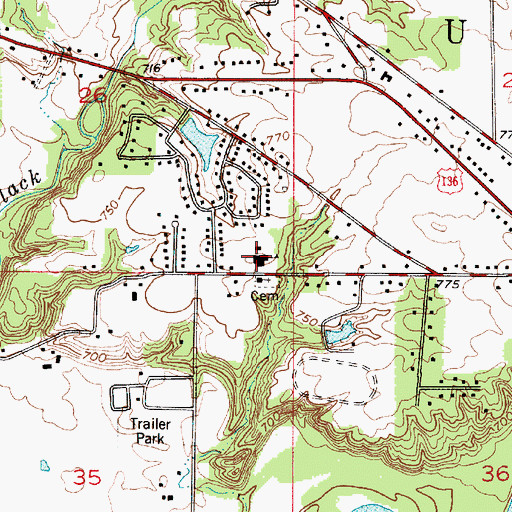 Topographic Map of Mount Zion School, IN