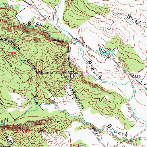 Topographic Map of Mountain Grove Cemetery, IN