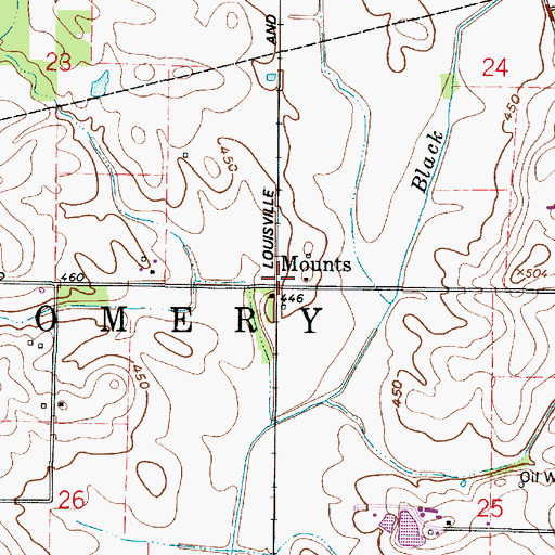 Topographic Map of Mounts, IN
