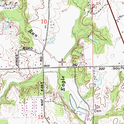 Topographic Map of Mounts Run, IN