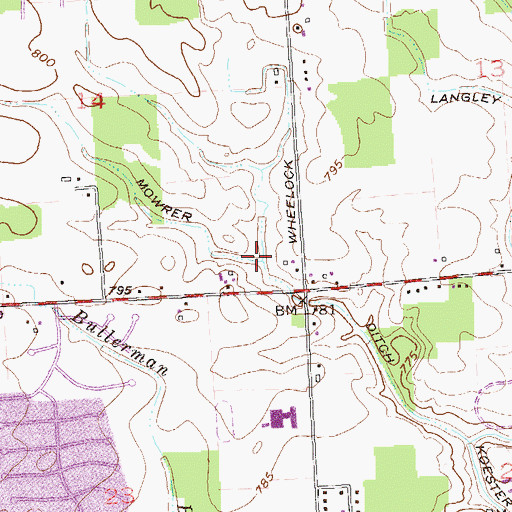 Topographic Map of Mowrer Ditch, IN