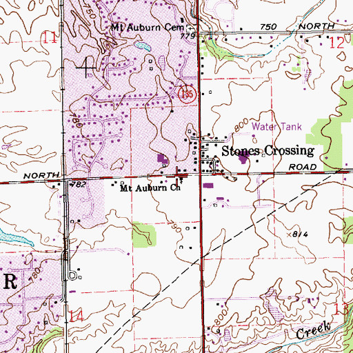 Topographic Map of Mount Auburn United Methodist Church, IN