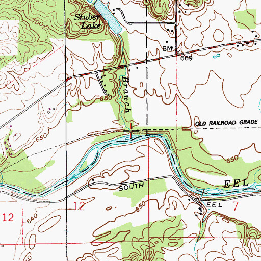 Topographic Map of Mud Branch, IN