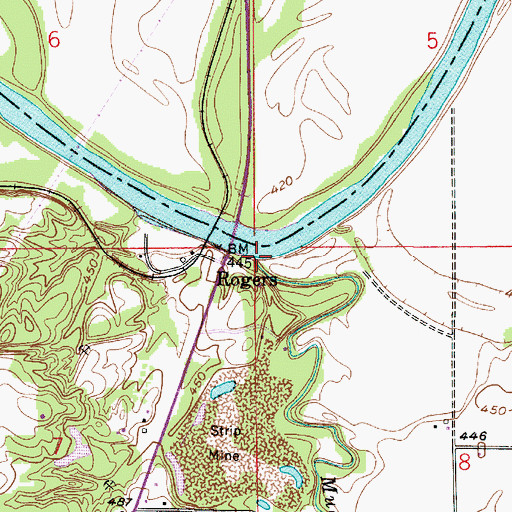 Topographic Map of Mud Creek, IN