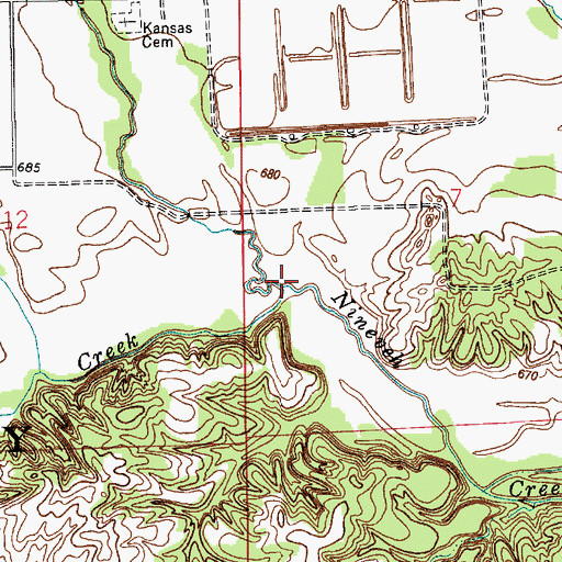 Topographic Map of Mud Creek, IN