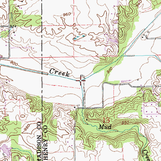 Topographic Map of Mud Creek, IN