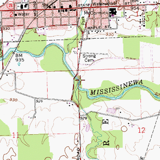 Topographic Map of Mud Creek, IN