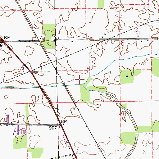 Topographic Map of Mud Creek, IN