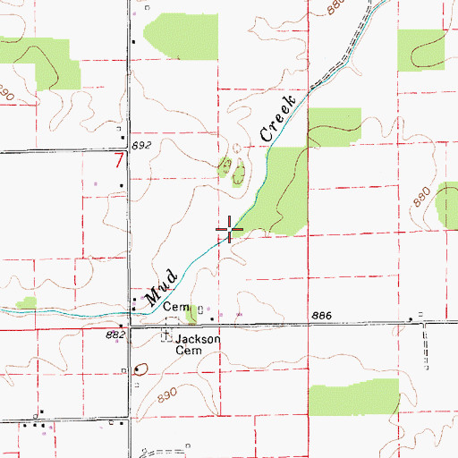 Topographic Map of Mud Creek, IN