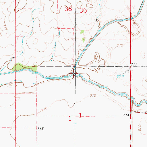 Topographic Map of Mud Creek, IN