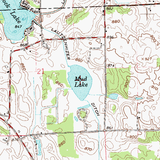 Topographic Map of Mud Lake, IN
