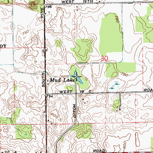 Topographic Map of Mud Lake, IN