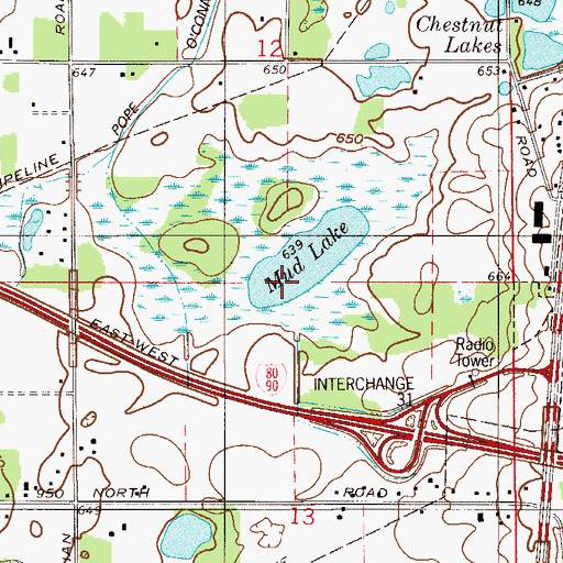 Topographic Map of Mud Lake, IN