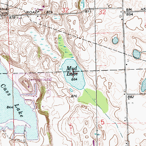 Topographic Map of Mud Lake, IN