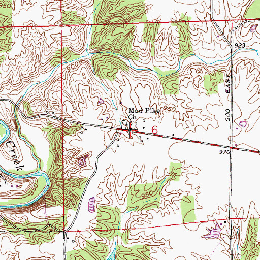 Topographic Map of Mud Pike Church, IN