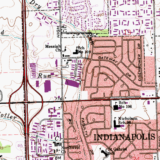 Topographic Map of Mud Run, IN