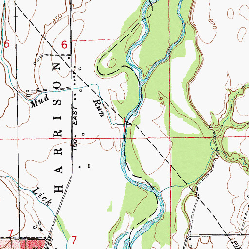Topographic Map of Mud Run, IN