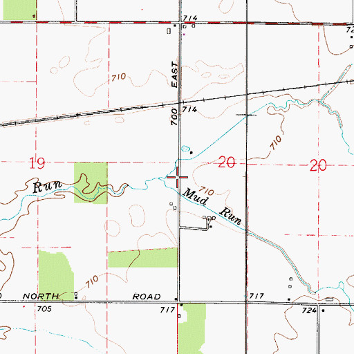 Topographic Map of Mud Run, IN