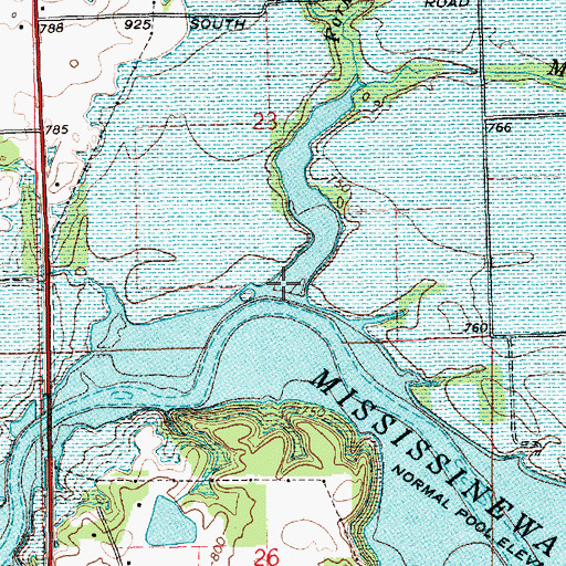 Topographic Map of Muddy Branch, IN