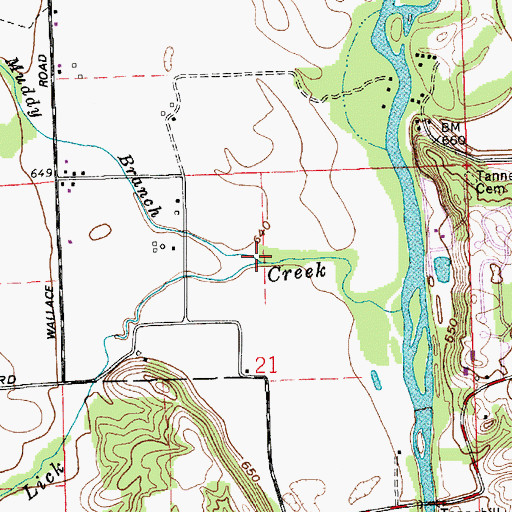 Topographic Map of Muddy Branch Creek, IN