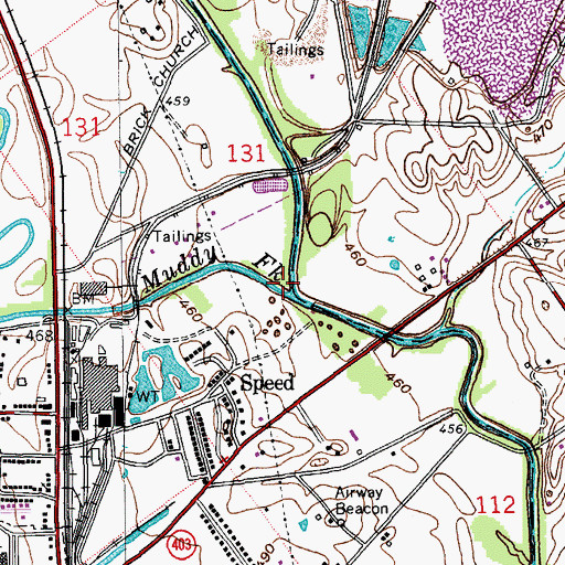 Topographic Map of Muddy Fork, IN