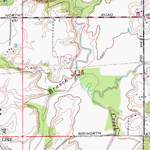 Topographic Map of Mudhole Branch, IN
