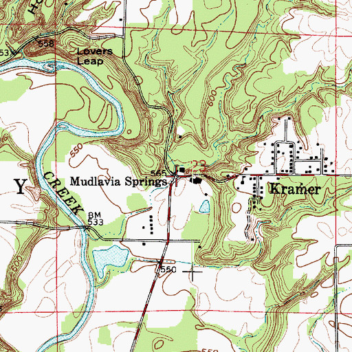 Topographic Map of Mudlavia Springs, IN