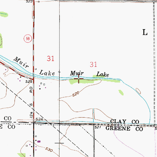 Topographic Map of Muir Lake, IN