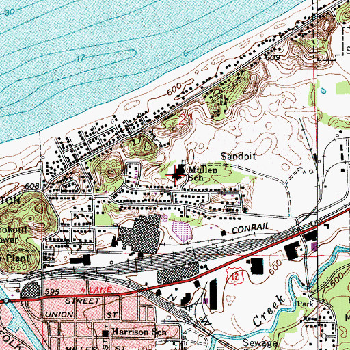Topographic Map of Mullen Elementary School, IN