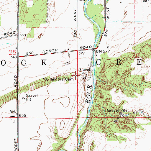 Topographic Map of Mullendore Cemetery, IN