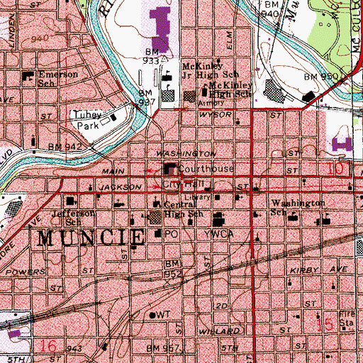 Topographic Map of Muncie, IN