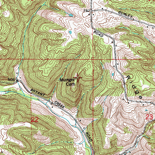 Topographic Map of Munger Cemetery, IN