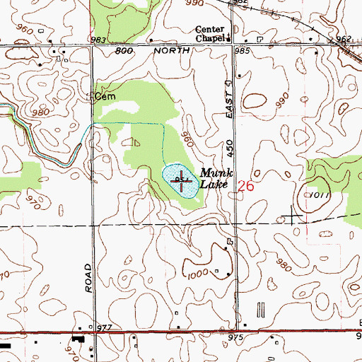 Topographic Map of Munk Lake, IN