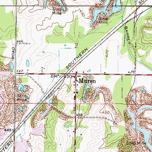 Topographic Map of Muren, IN
