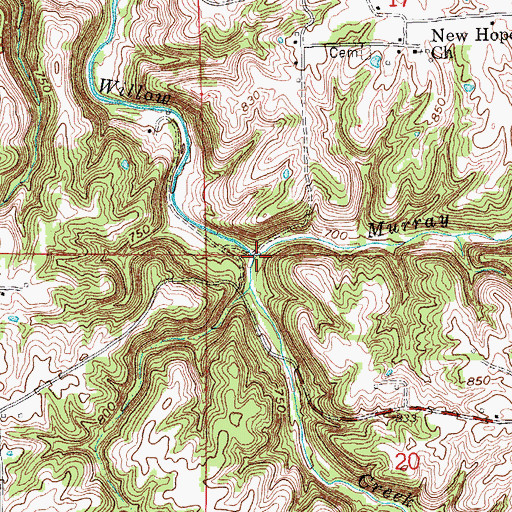 Topographic Map of Murray Branch, IN