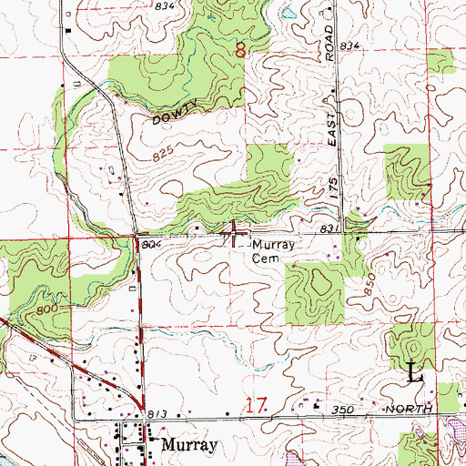 Topographic Map of Murray Cemetery, IN