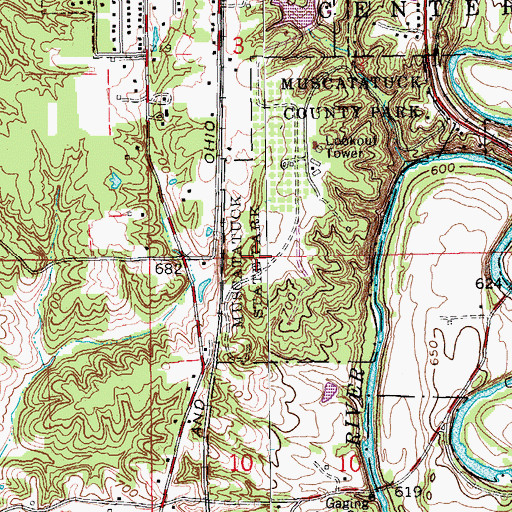 Topographic Map of Muscatatuck County Park, IN