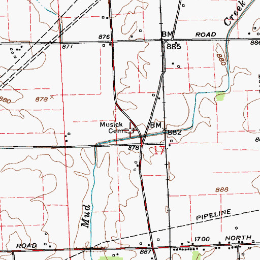 Topographic Map of Musick Cemetery, IN