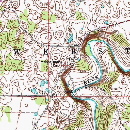 Topographic Map of Musselman Cemetery, IN