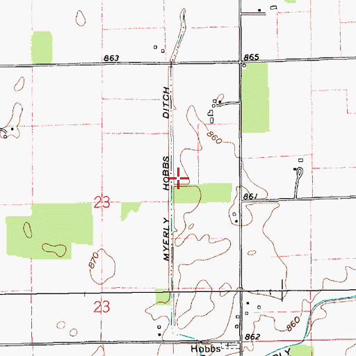 Topographic Map of Myerly Ditch, IN