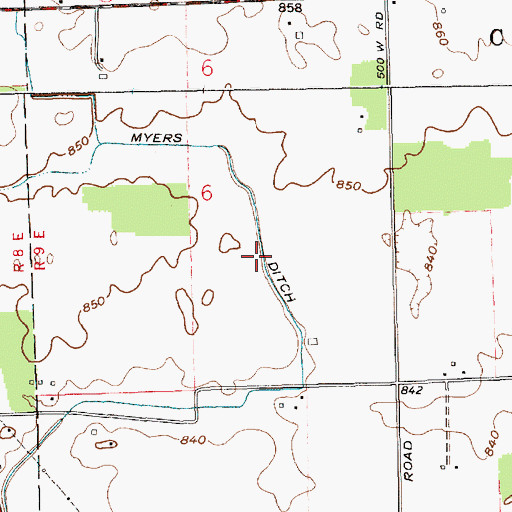 Topographic Map of Myers Ditch, IN