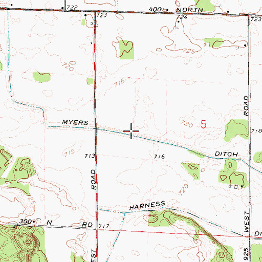 Topographic Map of Myers Ditch, IN