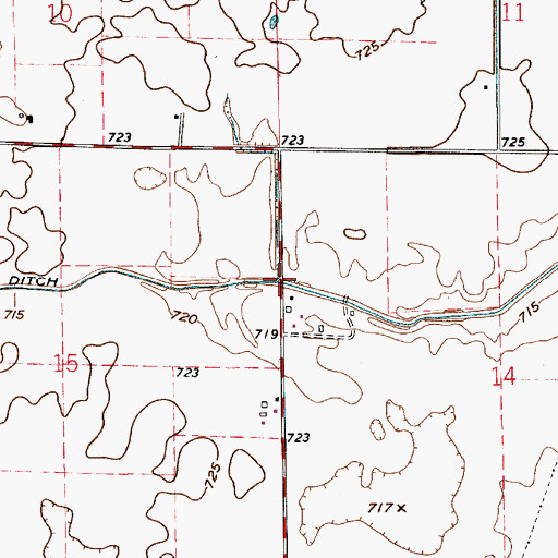 Topographic Map of Myers Ditch, IN