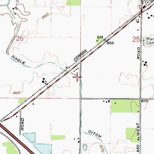 Topographic Map of Nagle Ditch, IN