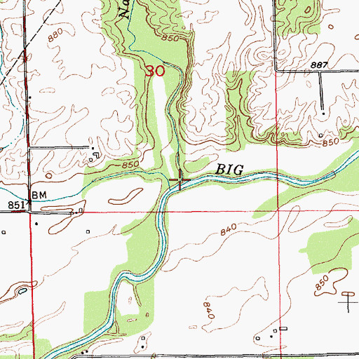Topographic Map of Nameless Creek, IN