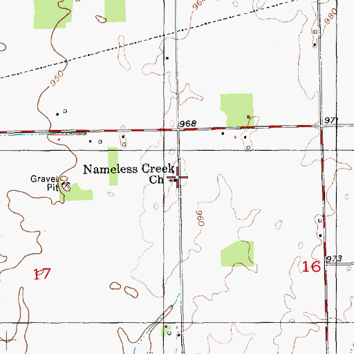 Topographic Map of Nameless Creek Church, IN