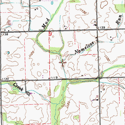 Topographic Map of Nameless River, IN