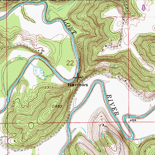 Topographic Map of Narrows, IN