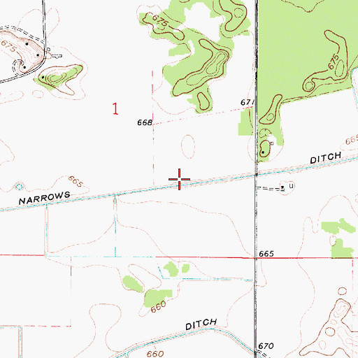 Topographic Map of Narrows Ditch, IN