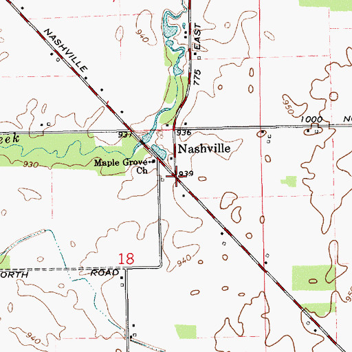 Topographic Map of Nashville, IN